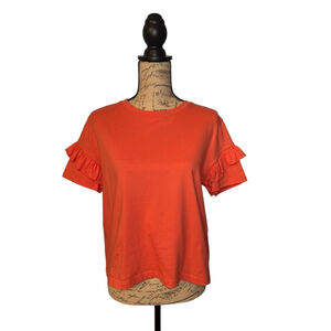 BiBi Likely a Medium Coral Shirt with Ruffle Sleeves